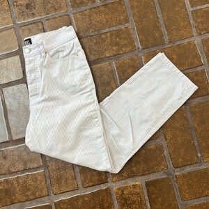 Urban Outfitters BDG Gray Stripe High-Rise Button Fly Cropped Slim Straight Jean